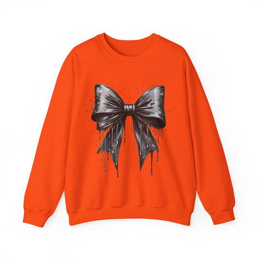 Black Bow on Orange Sweatshirt