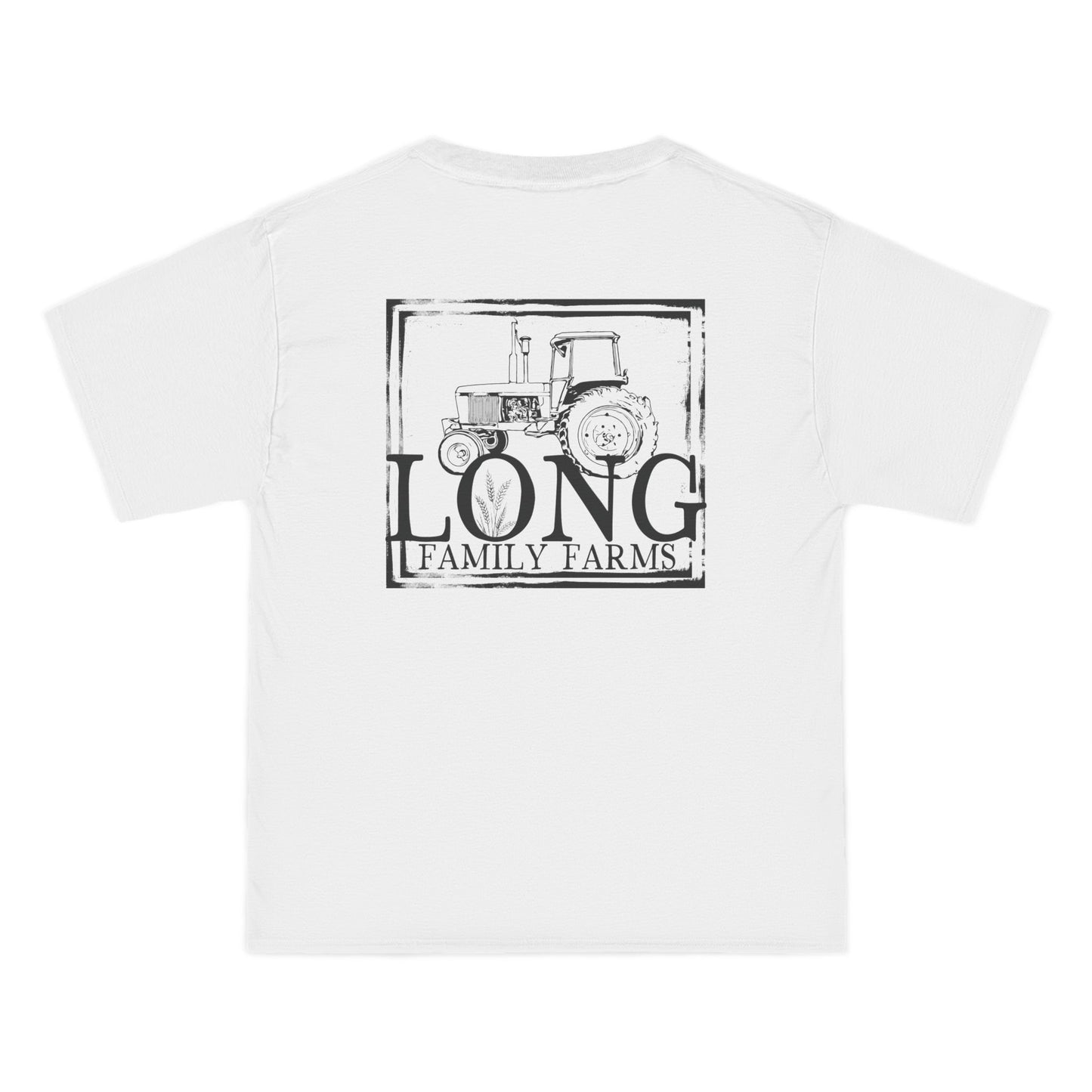 Front and Back Tractor Print on Extra Heavy Hanes Beefy Work T-Shirt (ADULT)