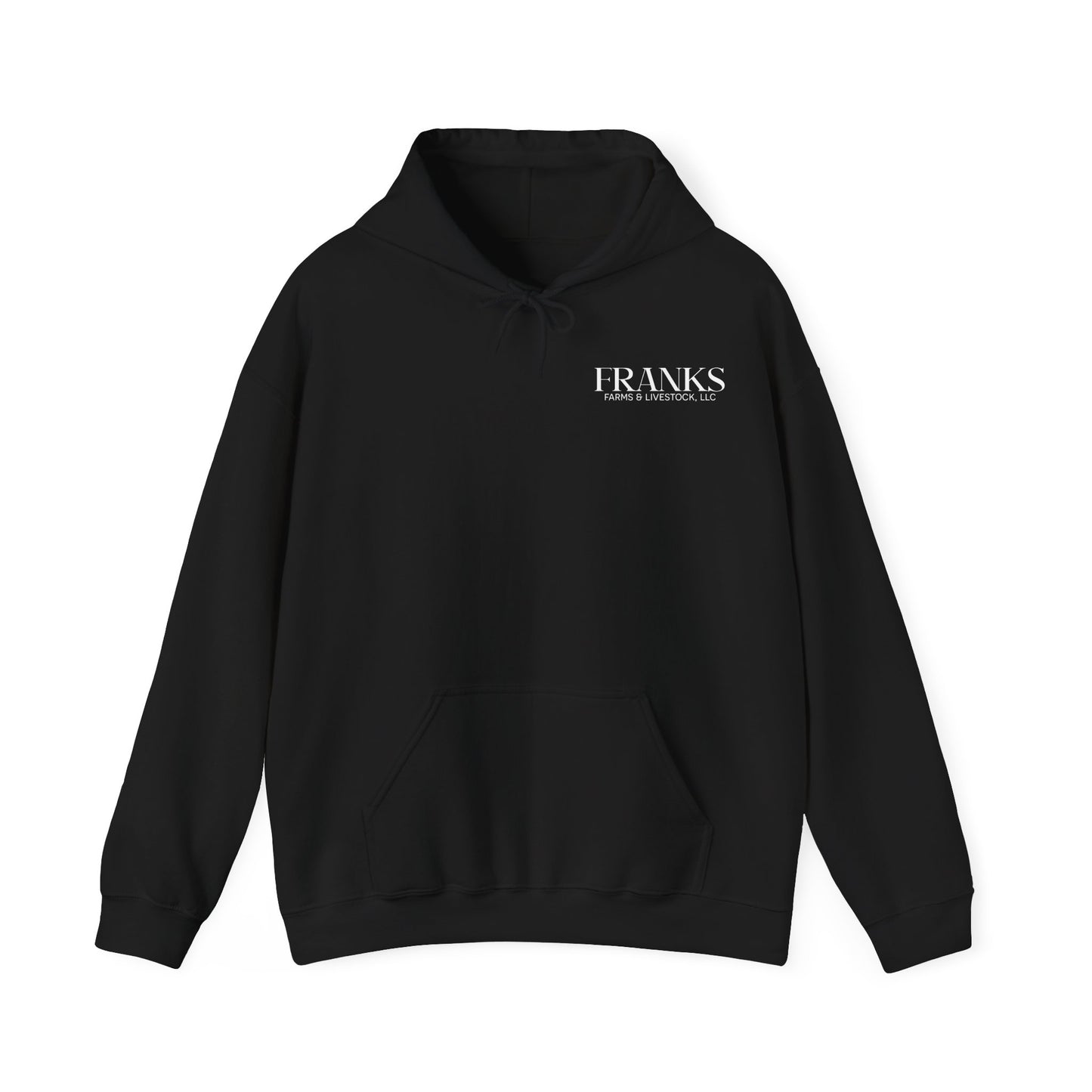 Franks Farms and Livestock Front Print Only Gildan Heavy Blend Hooded Sweatshirt