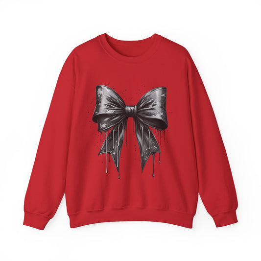 Black Bow on Red Sweatshirt