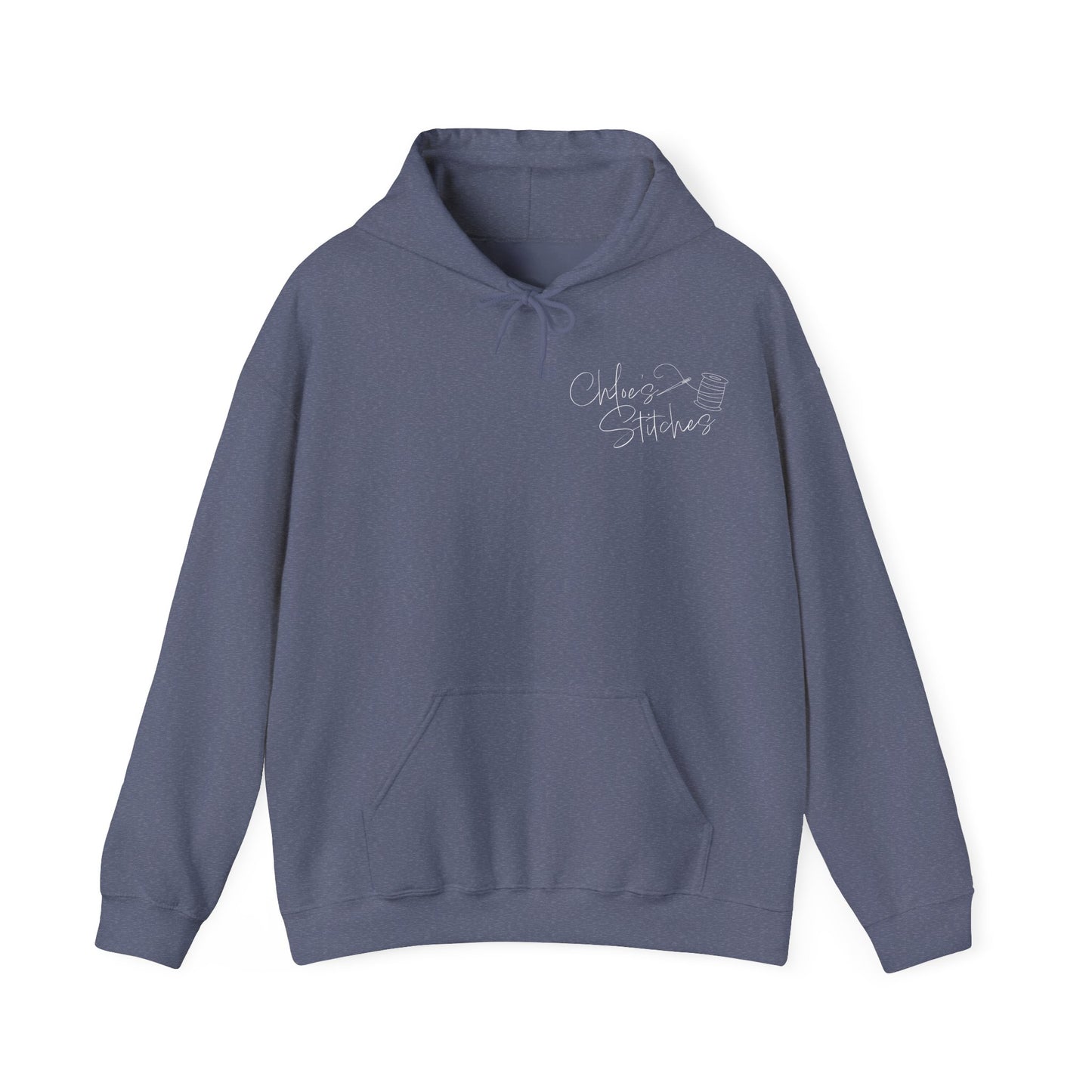 Chloe's Stitches White Print Gildan Hooded Sweatshirt