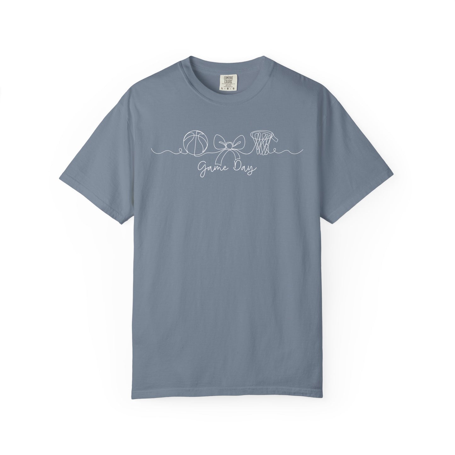Blue & Grey Basketball Game Day Comfort Colors T-Shirt