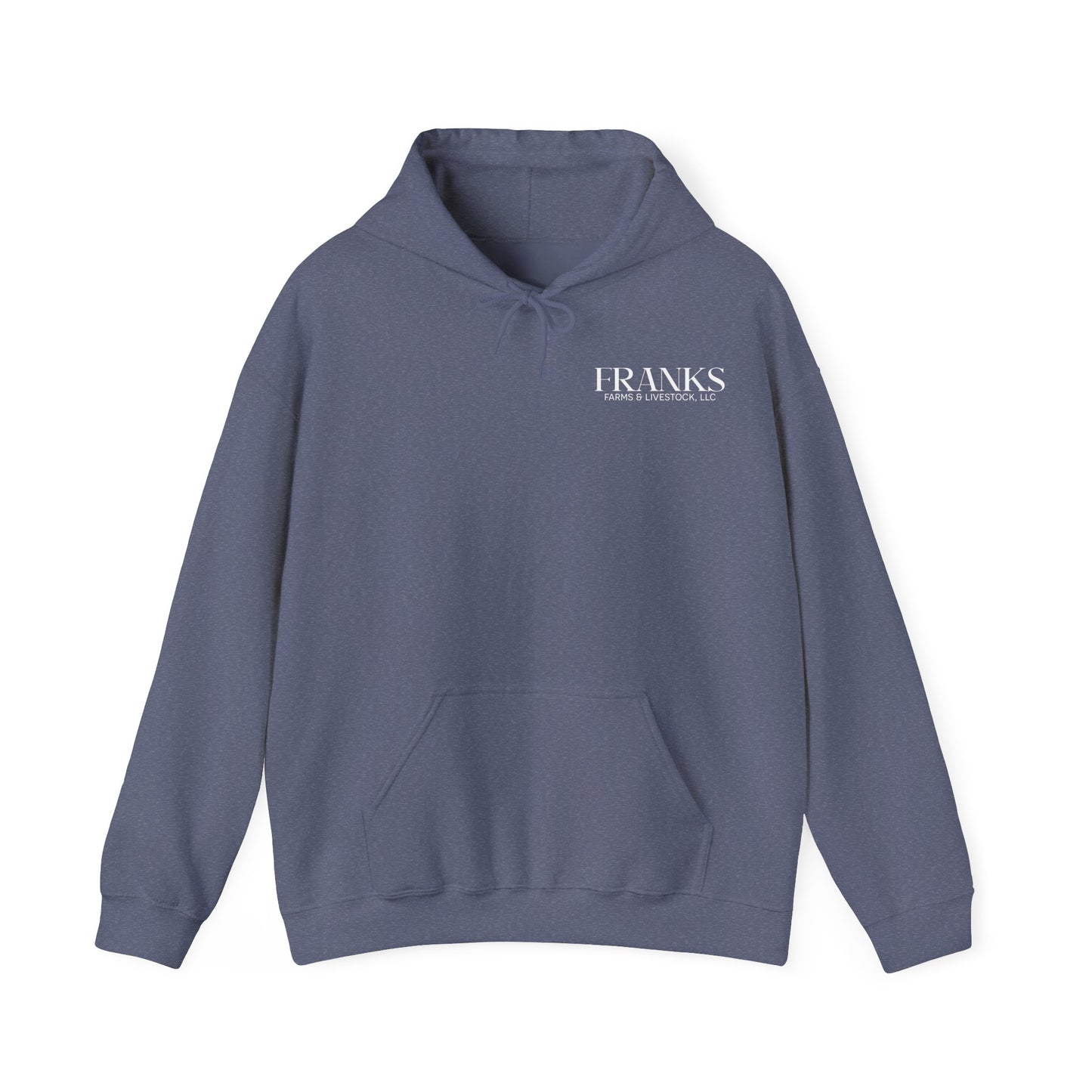 Franks Farms and Livestock Front Print Only Gildan Heavy Blend Hooded Sweatshirt