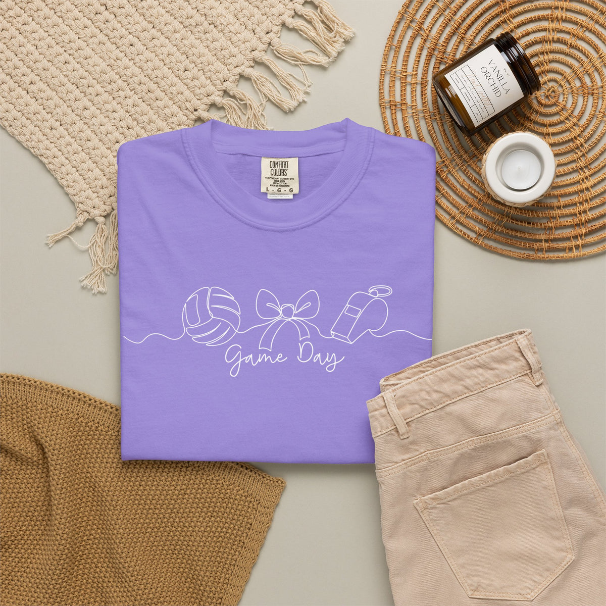 Purple & Gold Volleyball Game Day Comfort Colors T-Shirt