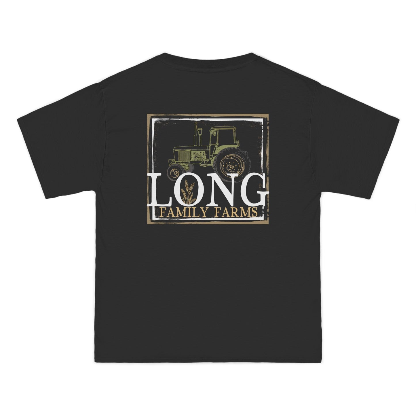 Front and Back Tractor Print on Extra Heavy Hanes Beefy Work T-Shirt (ADULT)