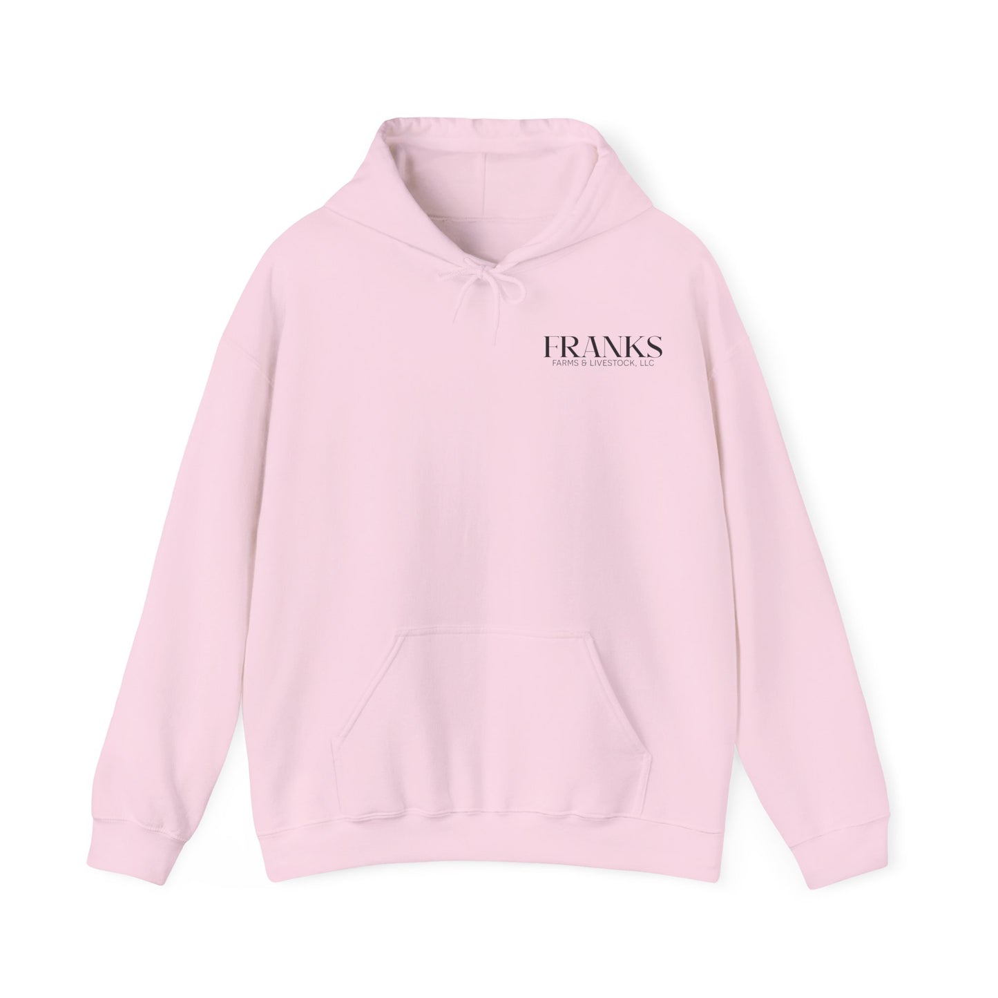 Franks Farms and Livestock Front Print Only Gildan Heavy Blend Hooded Sweatshirt