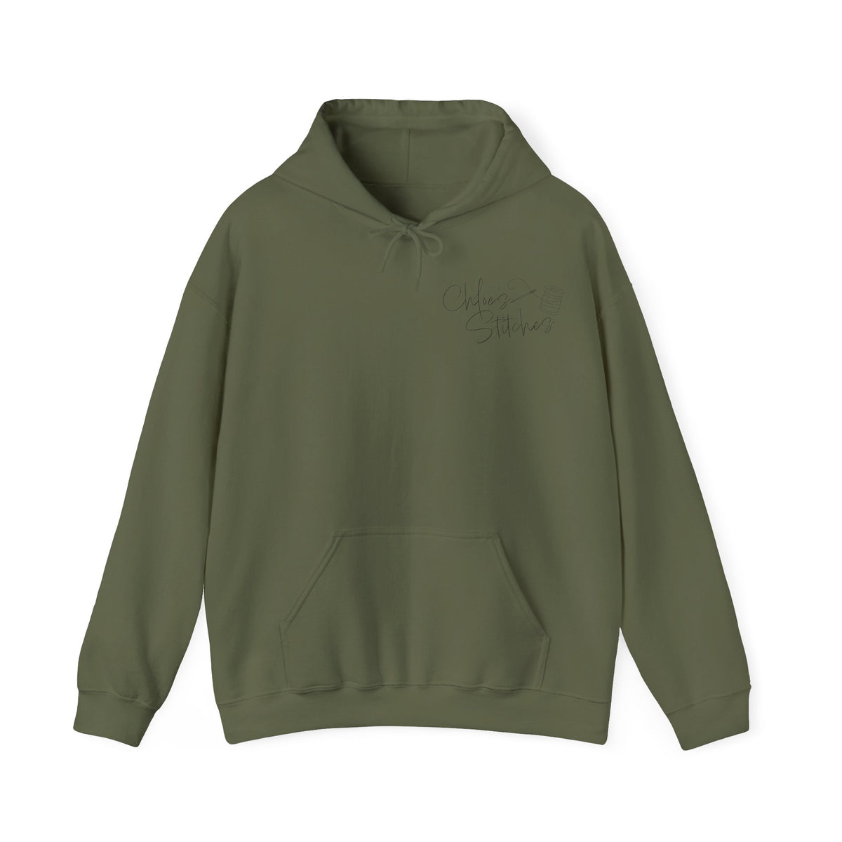 Chloe's Stitches Black Print Gildan Hooded Sweatshirt