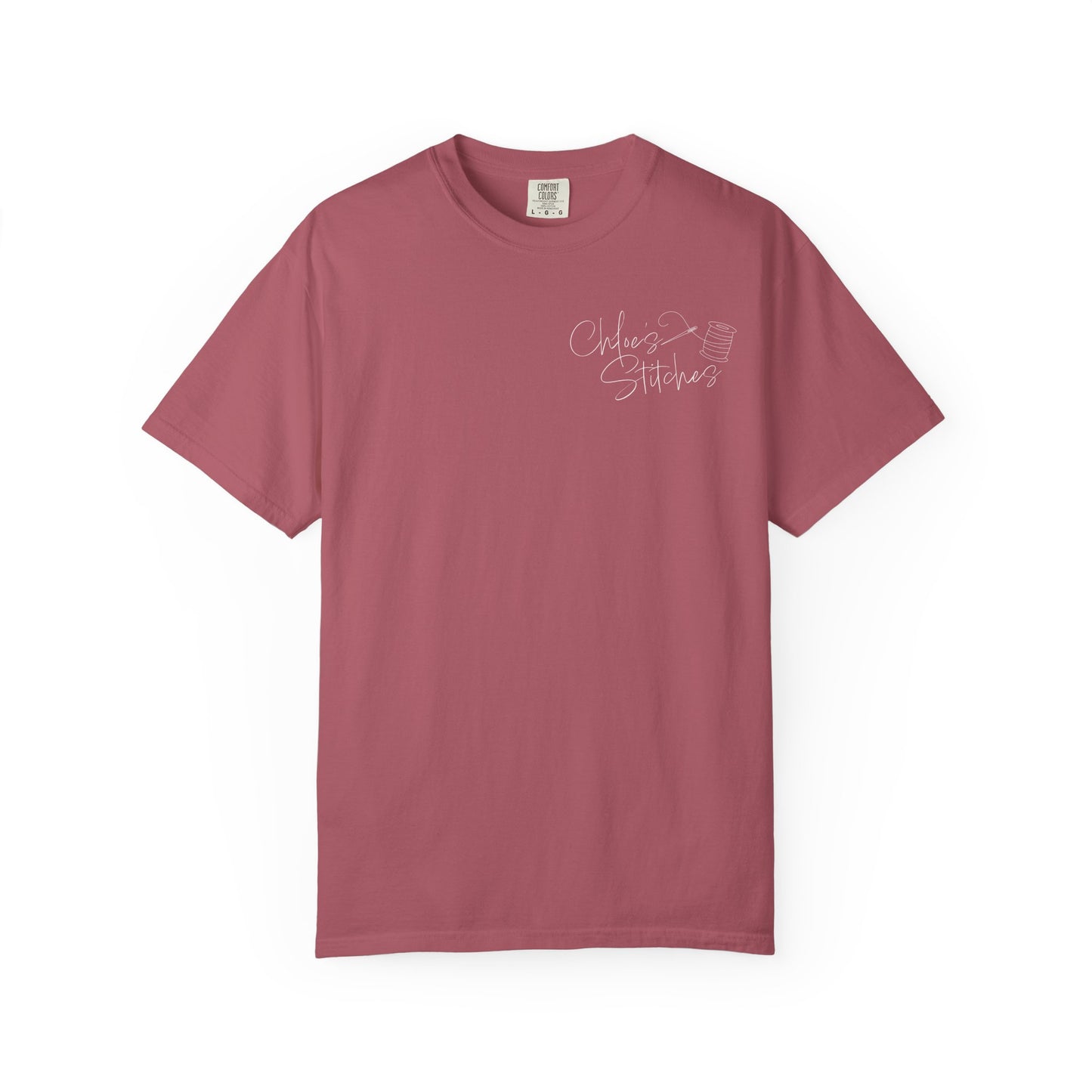 Chloe's Stitches White Print Comfort Colors T-Shirt