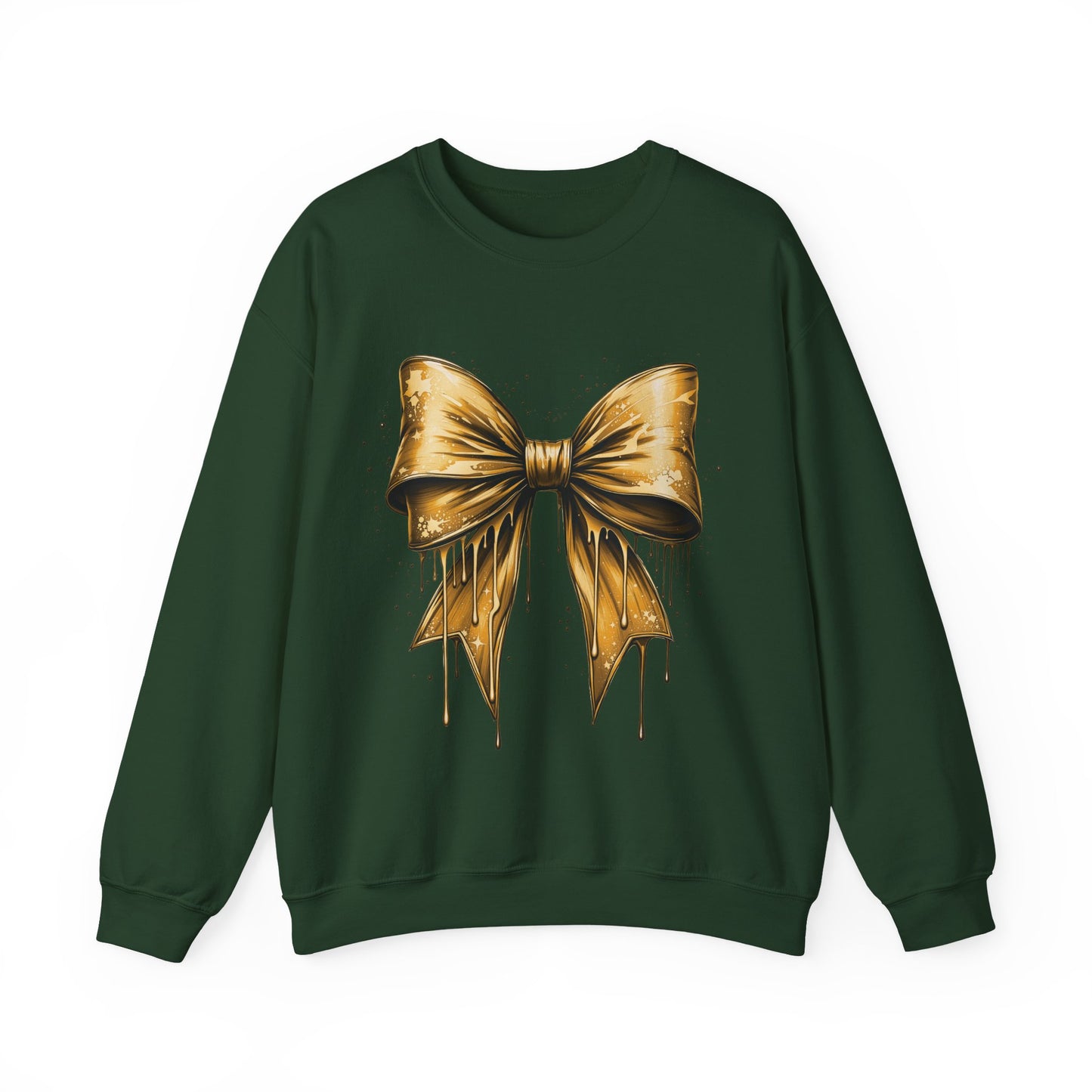 Gold Bow on Green Sweatshirt