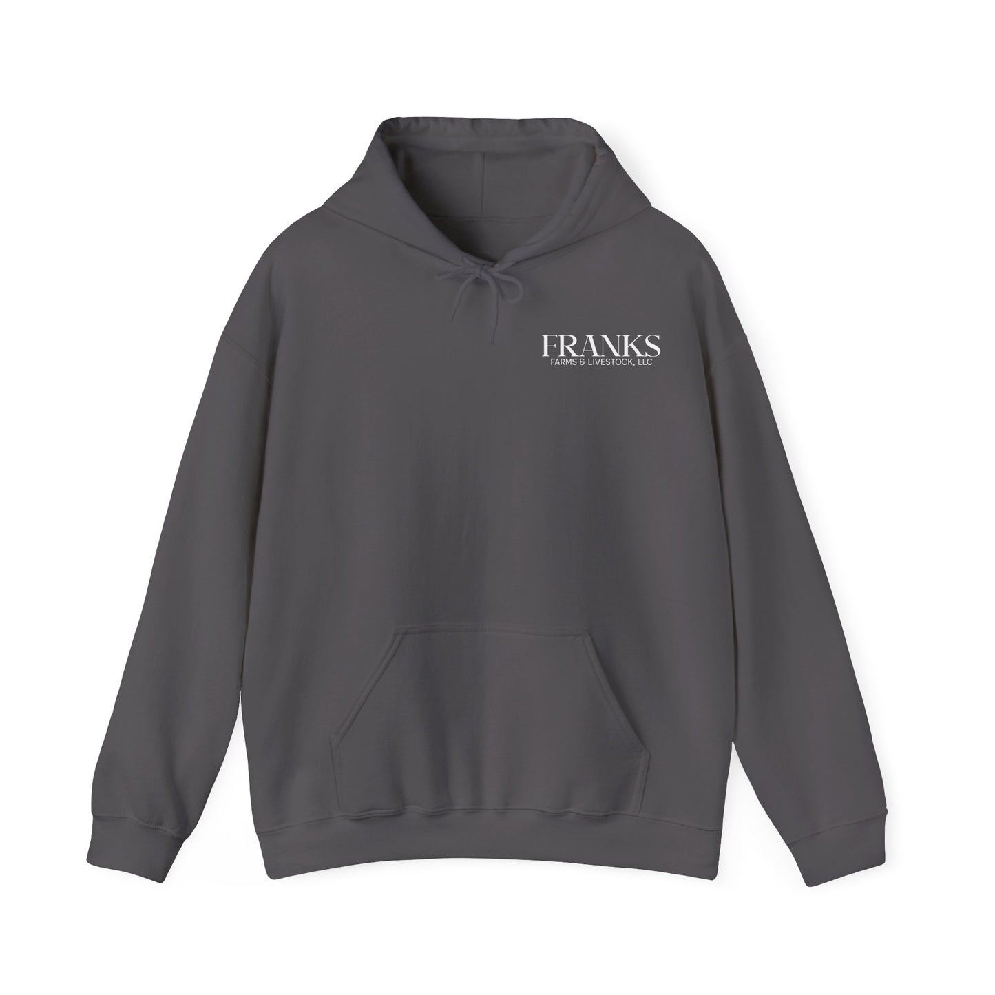 Franks Farms and Livestock Front Print Only Gildan Heavy Blend Hooded Sweatshirt