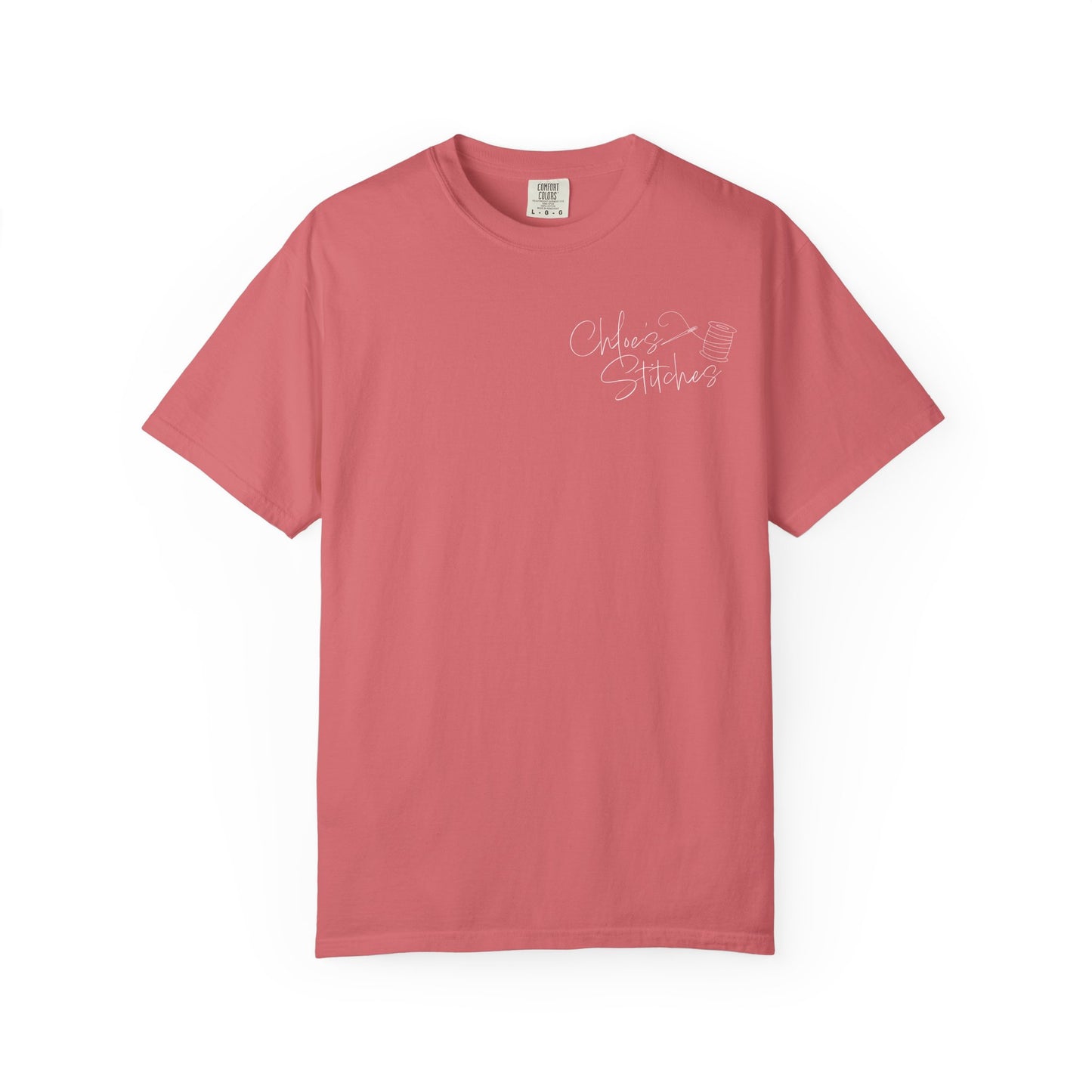 Chloe's Stitches White Print Comfort Colors T-Shirt