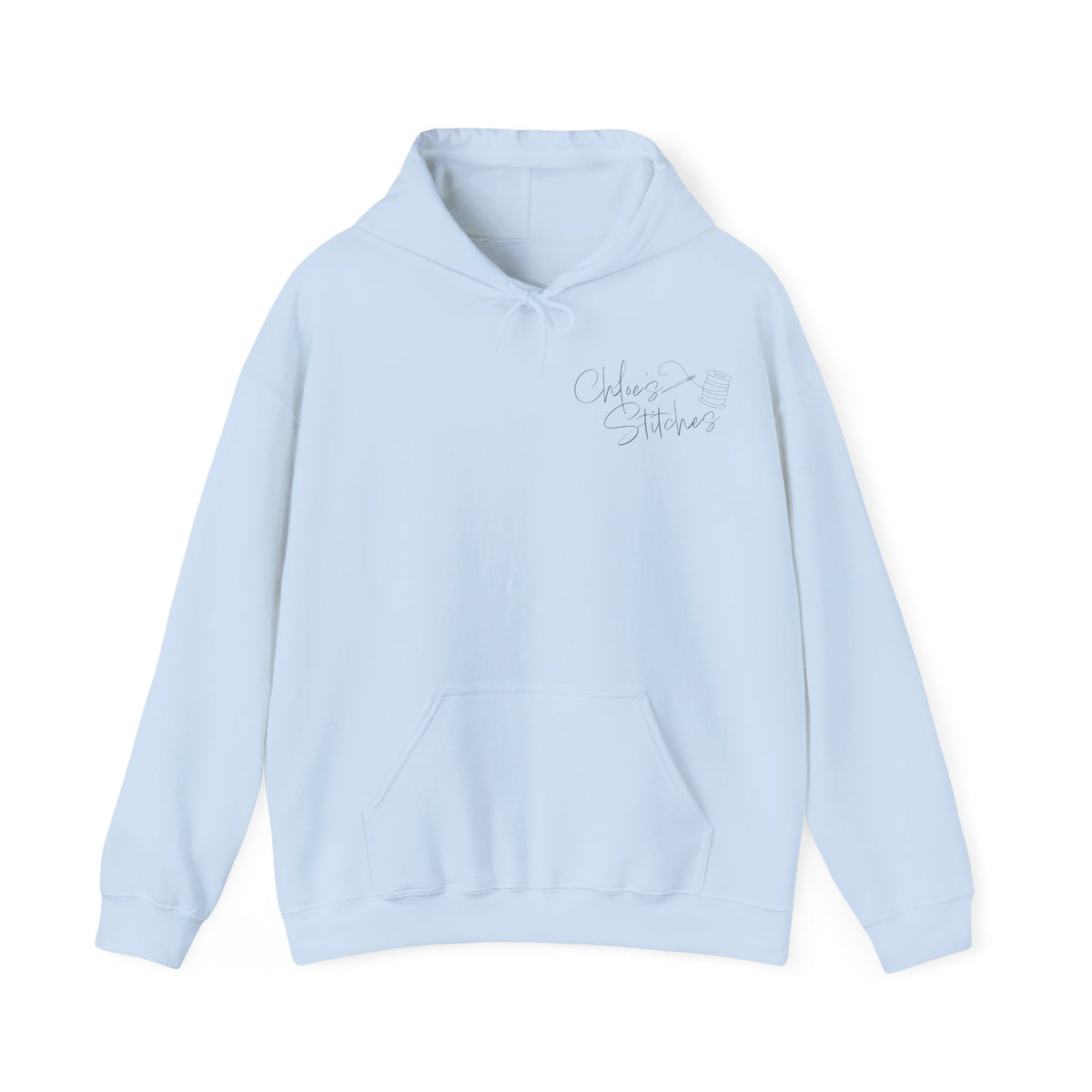 Chloe's Stitches Black Print Gildan Hooded Sweatshirt