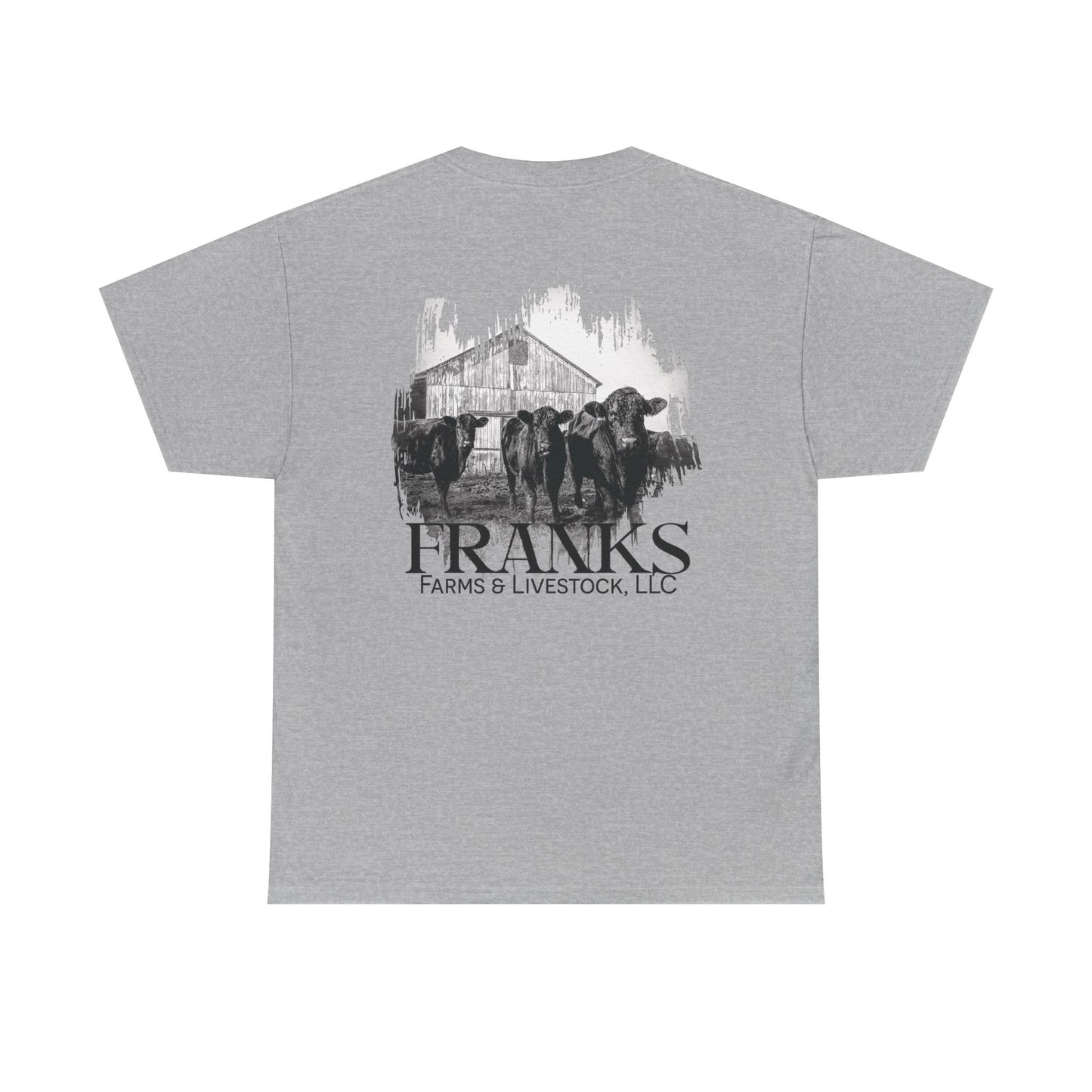 Franks Farms & Livestock Front and Back Print Heavy Cotton T-shirt (Adult)