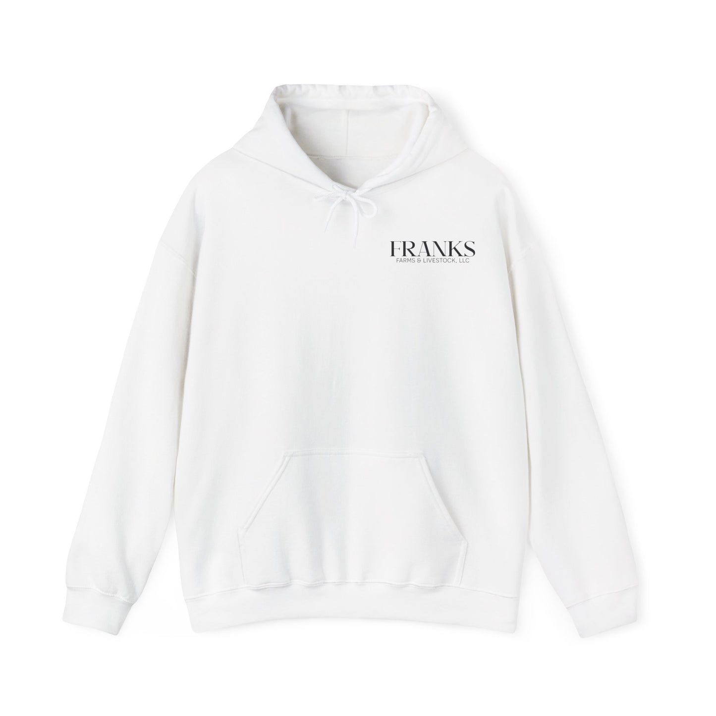 Franks Farms and Livestock Front Print Only Gildan Heavy Blend Hooded Sweatshirt