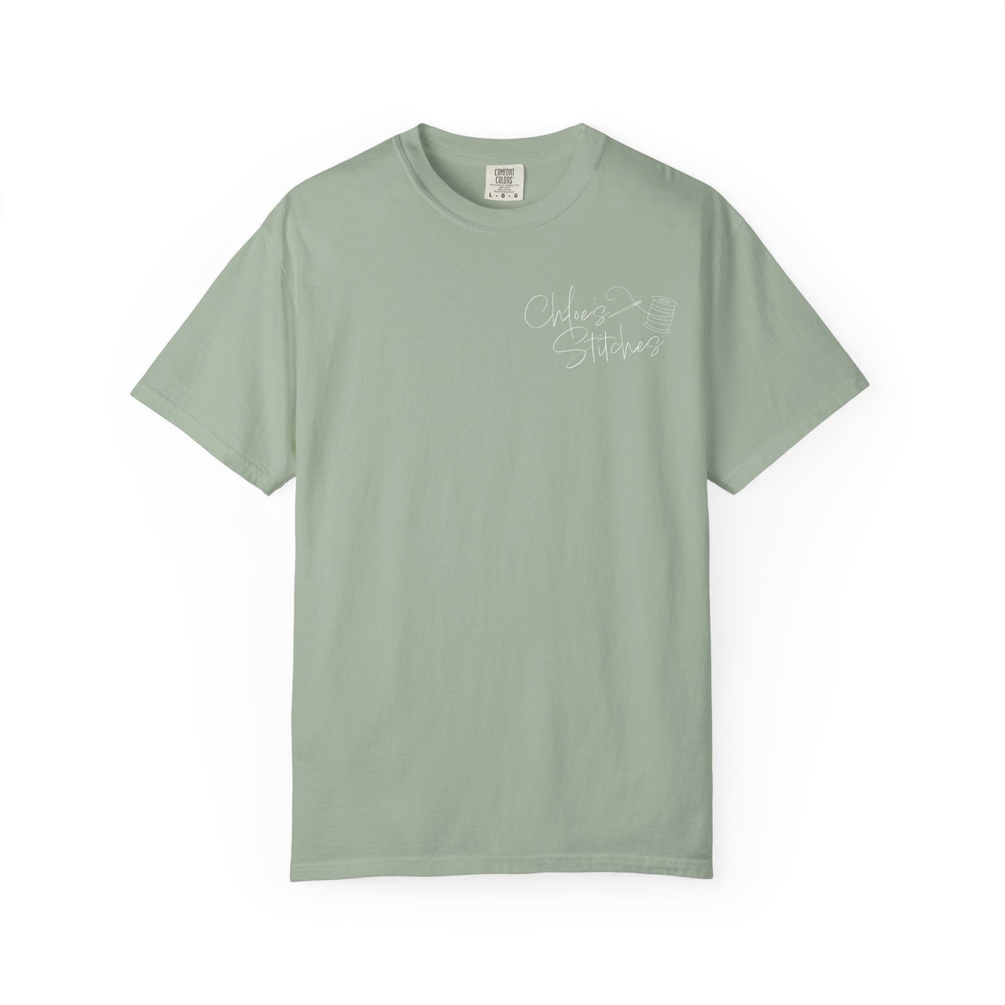 Chloe's Stitches White Print Comfort Colors T-Shirt