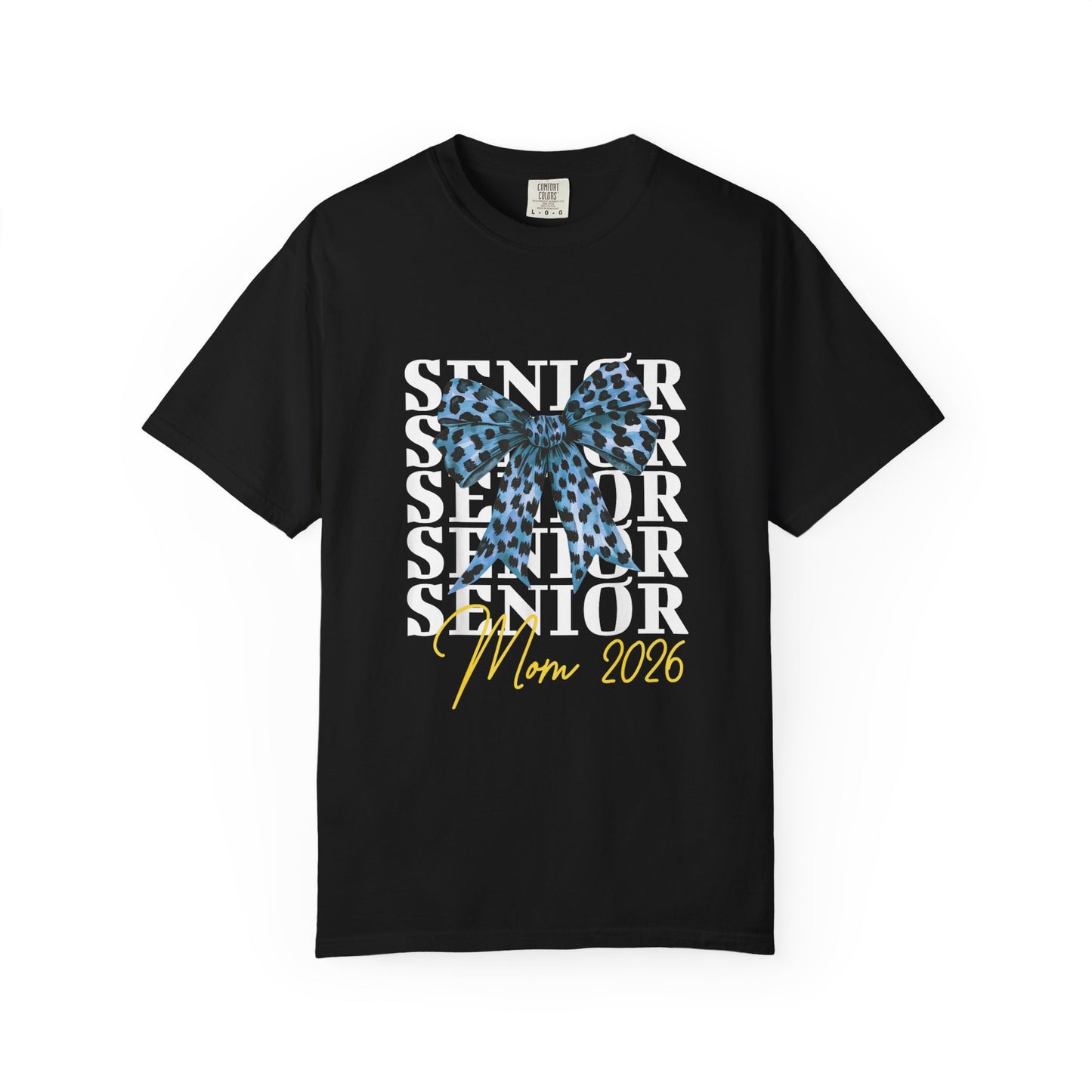 Senior Mom Light Blue and Gold bow 2026 Comfort Colors T-Shirt