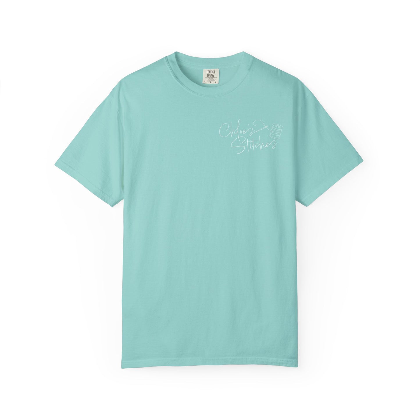 Chloe's Stitches White Print Comfort Colors T-Shirt
