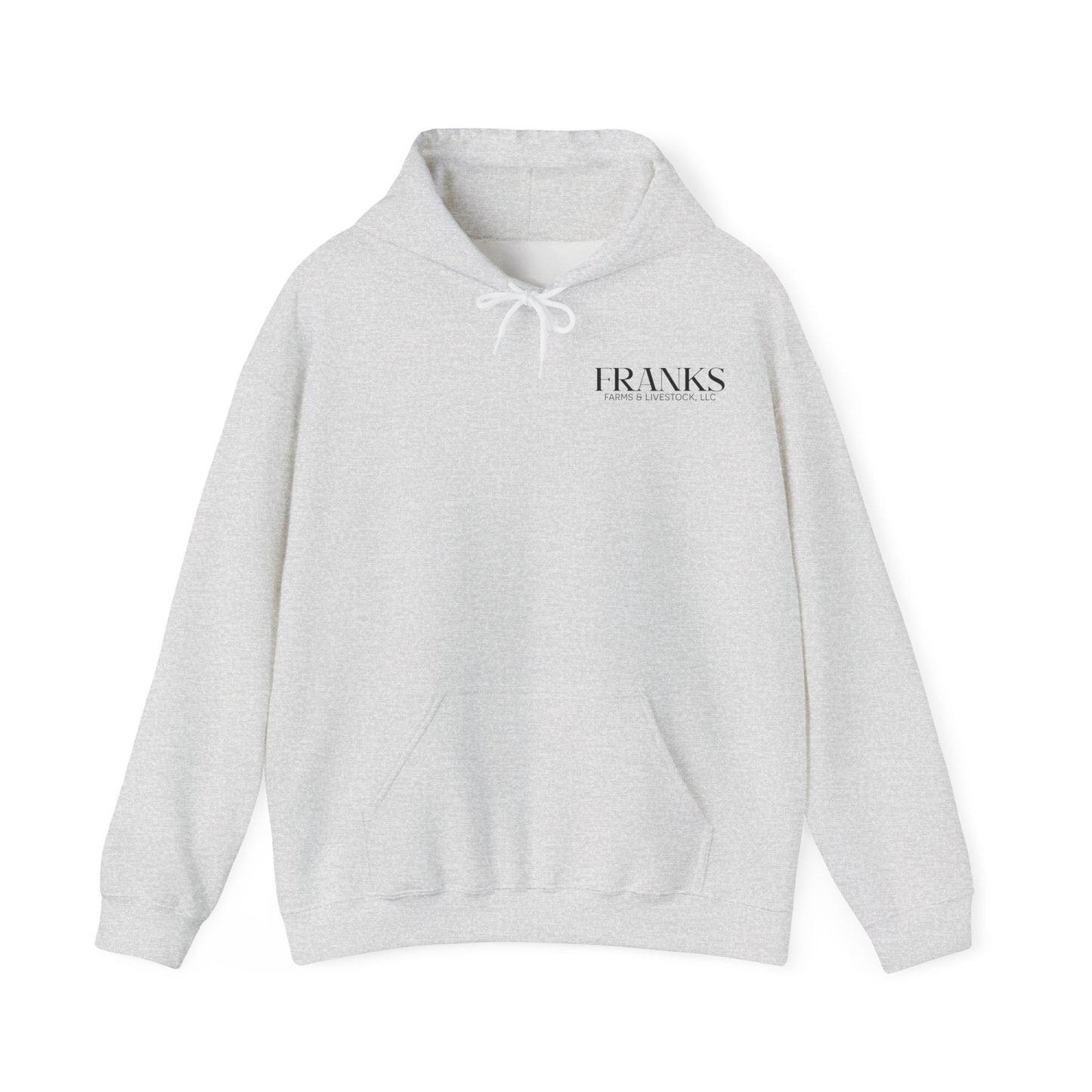 Franks Farms and Livestock Front Print Only Gildan Heavy Blend Hooded Sweatshirt